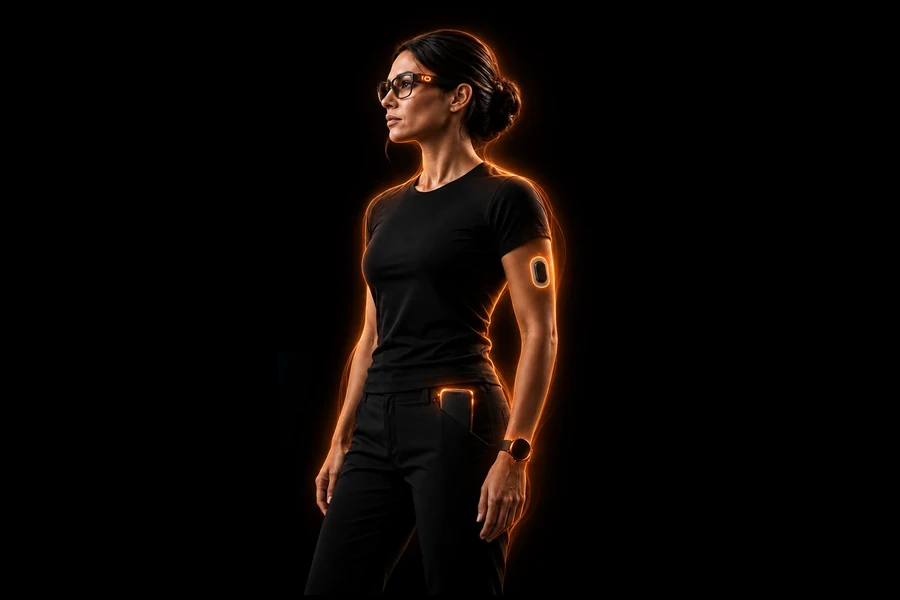 Wearable devices in an illustrative Wi-R BAN system.
